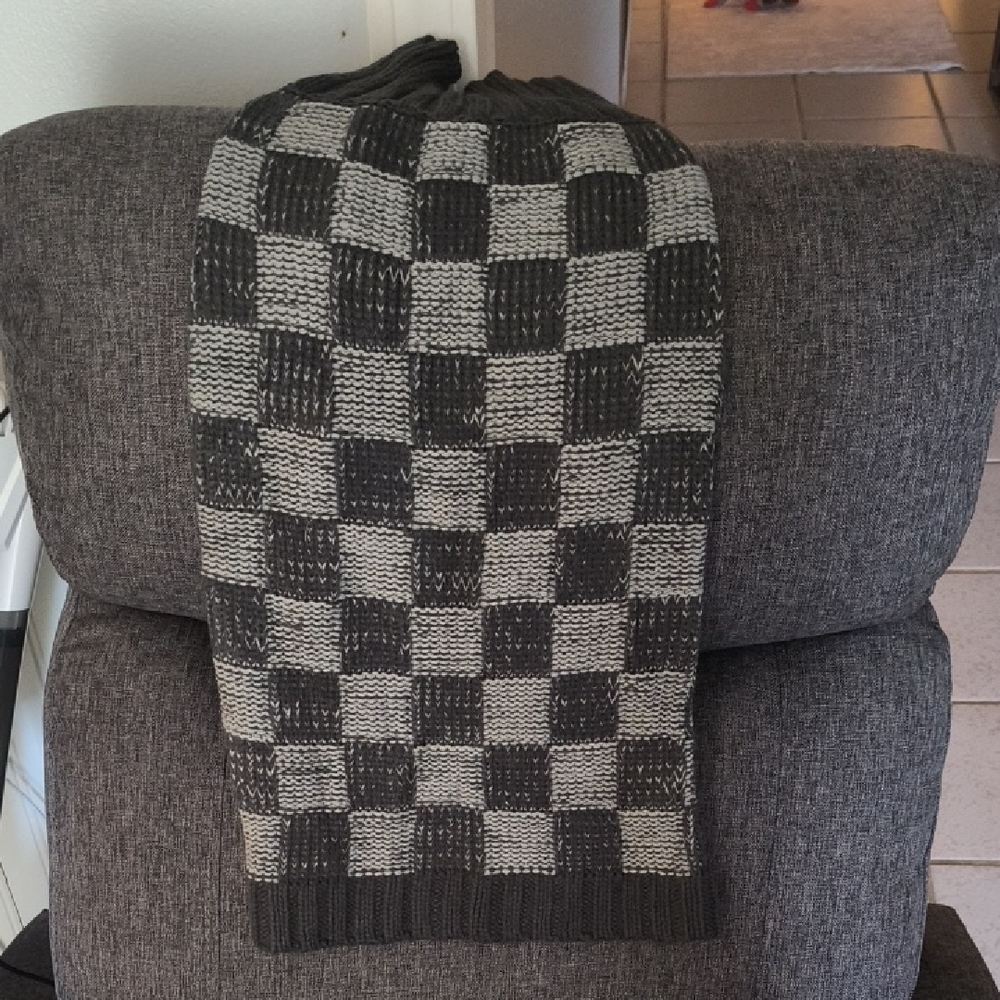 Cozy Black and Gray Dog Checkered Sweater